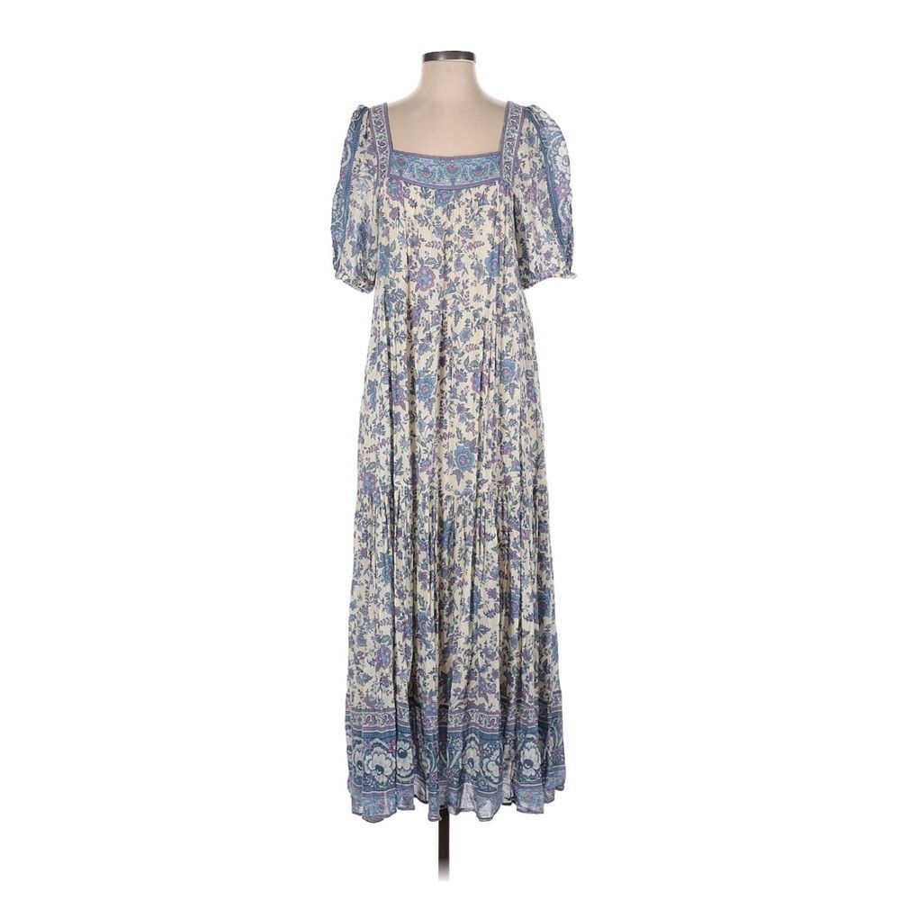 Spell Folk Song Floral Blue And White Maxi Gown Dress Small